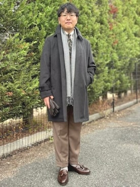 「アイテム（ステンカラーコート）」を使った、BEAMS HEART MENさん（メンズ・165cm）の秋コーディネート