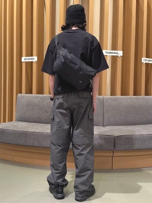 ユニセックス】ポリエステル 杢素材 ツイスト ジップ ウエストバッグ