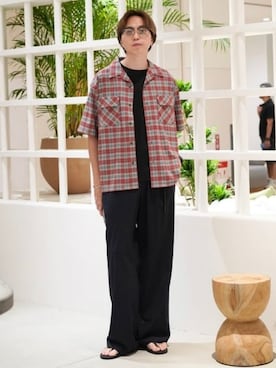 「mgh（エムジーエイチ）のアイテム」を使った、BEAMS HEART MENさん（メンズ・186cm）の夏コーディネート