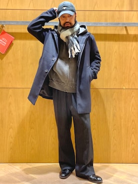 「マイベストコーデ2024」｜「アイテム（ステンカラーコート）」を使った、BEAMS HEART MENさん（メンズ・175cm）の冬コーディネート
