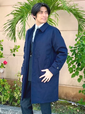 「アイテム（ステンカラーコート）」を使った、BEAMS HEART MENさん（メンズ・178cm）の秋コーディネート