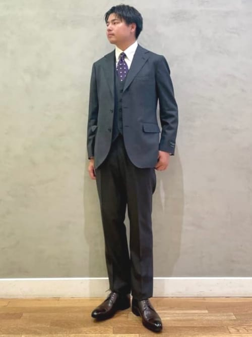 130's グレンチェック 3ボタン 3ピーススーツ（セットアイテム