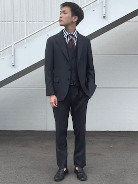 「アイテム（スーツセット）」を使った、BEAMS HEART MENさん（メンズ・177cm）の冬コーディネート