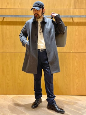「レザー」｜「アイテム（ステンカラーコート）」を使った、BEAMS HEART MENさん（メンズ・175cm）の秋コーディネート