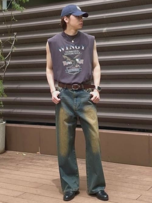 BEAMS ウエスタンベルト スタッズ カラーストーン レザー 小物