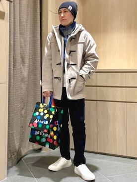 「アイテム（ダッフルコート）」を使った、BEAMS HEART MENさん（メンズ・169cm）の冬コーディネート