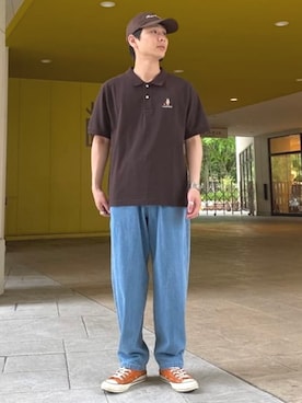 「BEAMS HEART（ビームスハート）のBEAMS HEART / バルーン デニム イージー パンツ<br>（デニムパンツ、ブルー系）」を使った、BEAMS HEART MENさん（メンズ・170cm）の春コーディネート