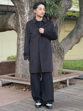「アイテム（ステンカラーコート）」を使った、BEAMS HEART MENさん（メンズ・170cm）の秋コーディネート