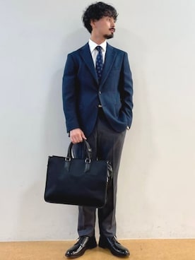 「アイテム（ビジネスバッグ）」を使った、BEAMS HEART MENさん（メンズ・173cm）の冬コーディネート