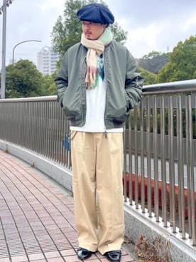 「アイテム（MA-1）」を使った、BEAMS HEART MENさん（メンズ・177cm）の冬コーディネート