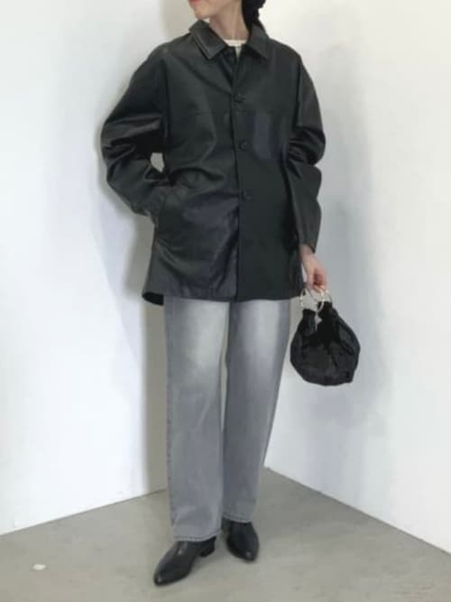 セール】フェイクレザー カーコート/Faux Leather Car Coat【ユニ