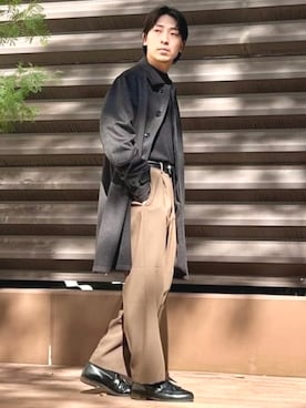「アイテム（スラックス）」を使った、BEAMS HEART MENさん（メンズ・170cm）の秋コーディネート