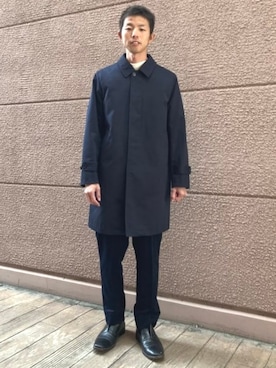 「アイテム（ステンカラーコート）」を使った、BEAMS HEART MENさん（メンズ・170cm）の秋コーディネート