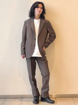 「チョコ色に染まれ」｜「アイテム（チノパンツ）」を使った、BEAMS HEART MENさん（メンズ・175cm）の冬コーディネート