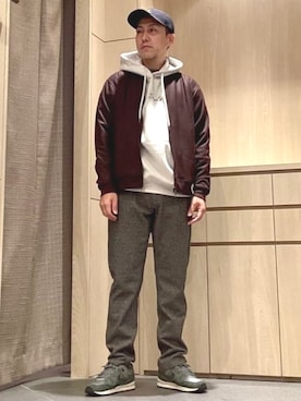 「アイテム（MA-1）」を使った、BEAMS HEART MENさん（メンズ・169cm）の秋コーディネート