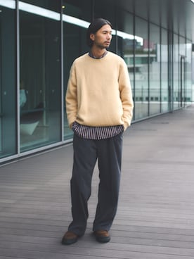 「アイテム（チノパンツ）」を使った、BEAMS HEART MENさん（メンズ・181cm）の秋コーディネート