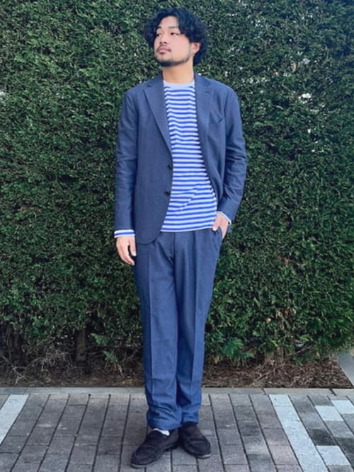 極美品✨BEAMS HEART テーラード メランジニット ネイビー 50 XL BEAMS HEART ジャケット テーラードジャケット メランジニット