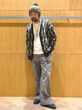 「アイテム（カーディガン/ボレロ）」を使った、BEAMS HEART MENさん（メンズ・175cm）の秋コーディネート