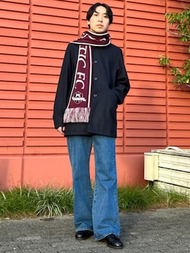 「サッカーマフラー」｜BEAMS HEART MENさん（メンズ・170cm）の秋コーディネート