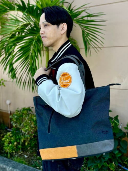 ユニセックス】ポリエステル 杢素材 コンビ トート バッグ（ノートPC