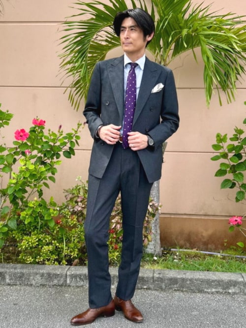 ビームス セットアップ スーツ【XL】メンズ ダブル 背抜き 黒 E1395