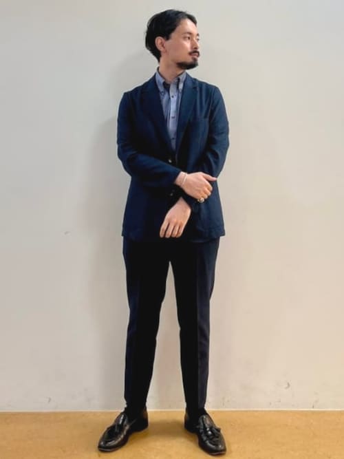 BEAMS デニムプリント シアサッカー 2ボタン ジャケット パンツ　セット BEAMS HEART（ビームス ハート）デニムプリント シアサッカー 2