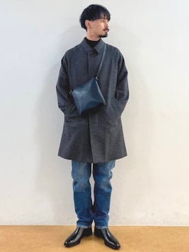 「アイテム（ステンカラーコート）」を使った、BEAMS HEART MENさん（メンズ・173cm）の秋コーディネート
