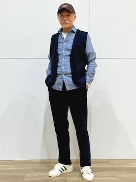 「アイテム（ベスト）」を使った、BEAMS HEART MENさん（メンズ・174cm）の秋コーディネート