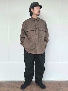 「チョコ色に染まれ」｜「アイテム（カーゴパンツ）」を使った、BEAMS HEART MENさん（メンズ・171cm）の冬コーディネート