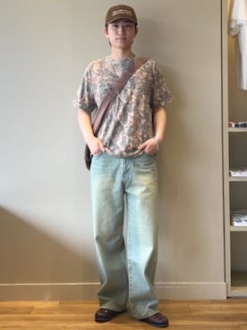 「BEAMS HEART（ビームスハート）のBEAMS HEART / ブラスト ワイド ストレート デニム（デニムパンツ、ブルー系）」を使った、BEAMS HEART MENさん（メンズ・170cm）の夏コーディネート