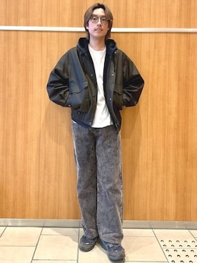 「アイテム（ブルゾン、ブラウン系）」を使った、BEAMS HEART MENさん（メンズ・180cm）の冬コーディネート