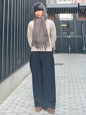 「アイテム（マフラー）」を使った、BEAMS HEART MENさん（メンズ・165cm）の秋コーディネート