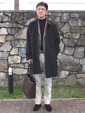 「アイテム（ステンカラーコート）」を使った、BEAMS HEART MENさん（メンズ・180cm）の秋コーディネート