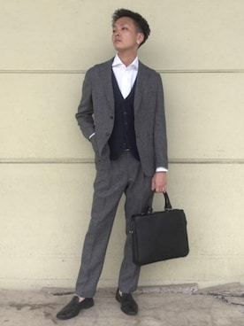 「アイテム（ビジネスバッグ）」を使った、BEAMS HEART MENさん（メンズ・177cm）の秋コーディネート