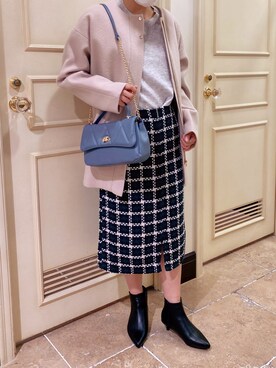 「テチチ(Te chichi)」｜「アイテム（ノーカラーコート）」を使った、おるんさん（レディース・160cm）の冬コーディネート