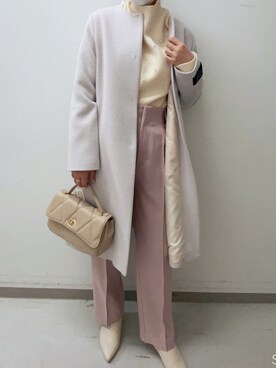 「Te chichi（テチチ）のアイテム（チェスターコート）」を使った、おるんさん（レディース・160cm）の冬コーディネート