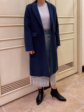 「Te chichi（テチチ）のアイテム（チェスターコート）」を使った、おるんさん（レディース・160cm）の冬コーディネート
