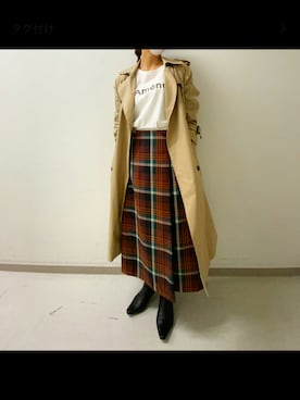「Te chichi（テチチ）のアイテム（トレンチコート）」を使った、おるんさん（レディース・160cm）の秋コーディネート