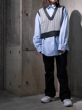 「メンズシャツ」｜Tomomi/低身長コーデさん（レディース・150cm）の春コーディネート