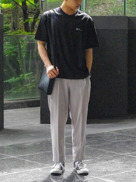 「CONVERSE（コンバース）のCONVERSE コンバース オール スター オックス / ALL STAR OX(BLACK) 32160321（スニーカー）」を使った、asahiさん（メンズ・172cm・10代）の夏コーディネート