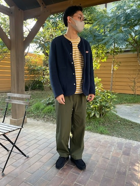 「Clarks（クラークス）のWallabee 2 / メンズ ワラビー2 (ブラックスエード)（モカシン/デッキシューズ）」を使った、goeさん（メンズ・171cm）の秋コーディネート