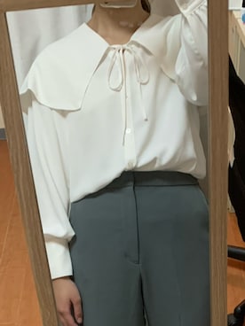 「襟付きトップス」｜「アイテム（スラックス）」を使った、doumさん（レディース・164cm）の秋コーディネート