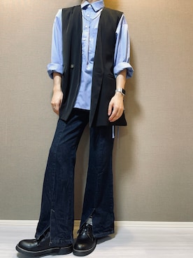 「Ellno Loset（エルノロゼット）のアイテム（ベスト）」を使った、かださん（メンズ・174cm）の秋コーディネート