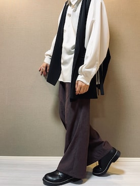 「Ellno Loset（エルノロゼット）のアイテム（ベスト）」を使った、かださん（メンズ・174cm）の秋コーディネート