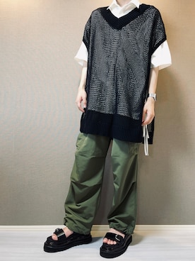 「アイテム（ベスト）」を使った、かださん（メンズ・174cm）の夏コーディネート