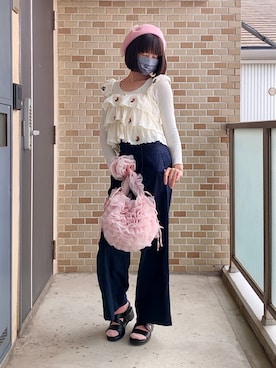 「アイテム（キャミソール）」を使った、モモコ* リアルフリマ出店者さん（レディース・162cm）の冬コーディネート