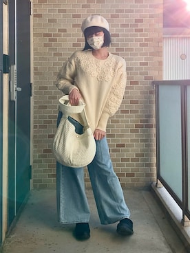 「アイテム（スリッポン）」を使った、モモコ* リアルフリマ出店者さん（レディース・162cm）の冬コーディネート