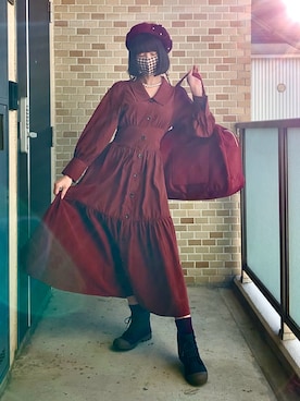 「アイテム（レインシューズ）」を使った、モモコ* リアルフリマ出店者さん（レディース・162cm）の冬コーディネート