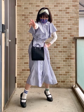 「アイテム（シャツワンピース）」を使った、モモコ* リアルフリマ出店者さん（レディース・162cm）の冬コーディネート