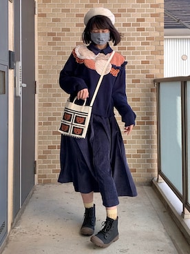 「アイテム（マスク）」を使った、モモコ* リアルフリマ出店者さん（レディース・162cm）の冬コーディネート